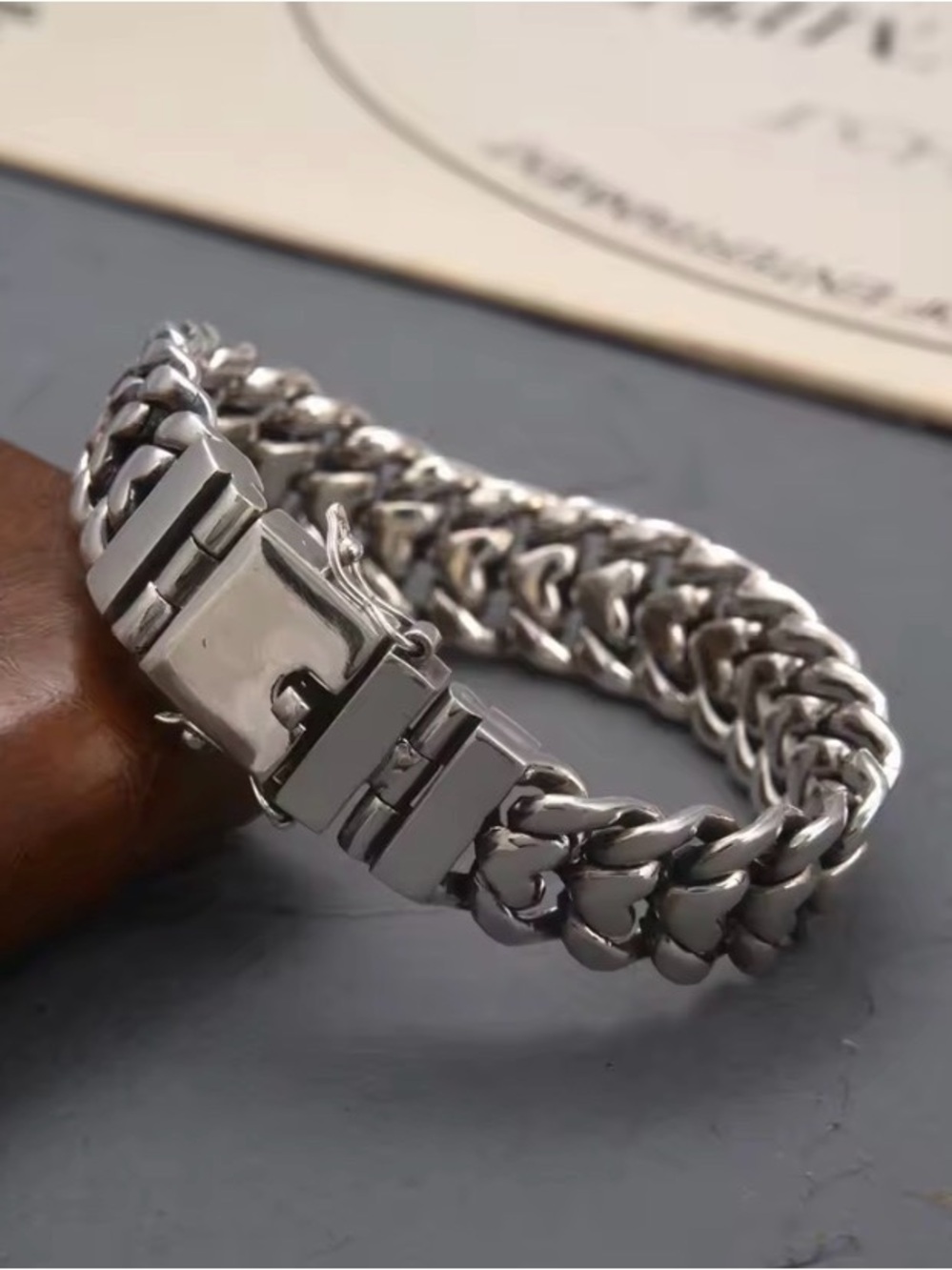 Men’s Solid 925 Sterling silver bracelet 16mm Unique Cuban Curb Solid Link